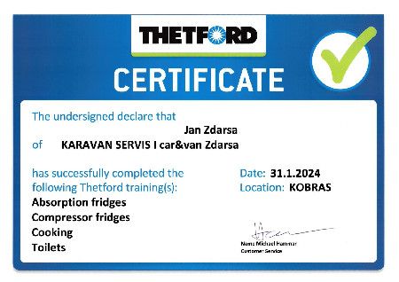Certifikát Thetford