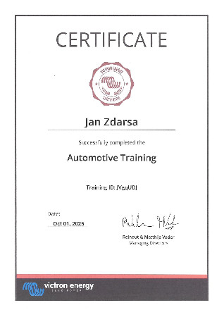 Certifikát Victron Energy